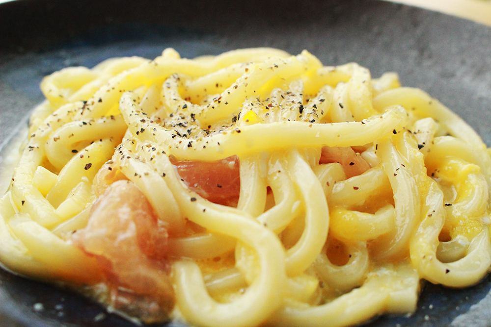 生ハムカルボナーラうどん 子供とカメラと北欧暮らし