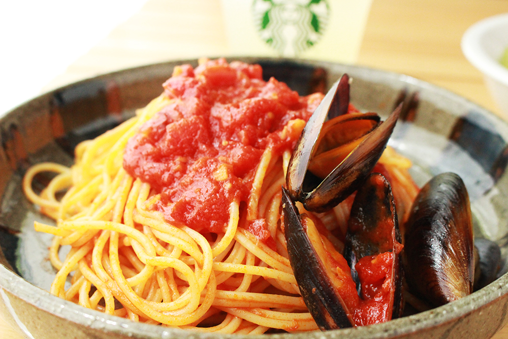 ムール貝のトマトパスタ Haretane
